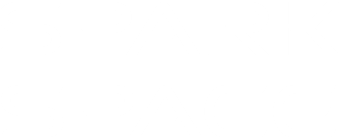 Spark_Space_Logo_White_Stacked-Cropped Elf Sites web design logo displaying a key element of the web design process, a cursor. The layout of this red, black and white logo embodies marketing.